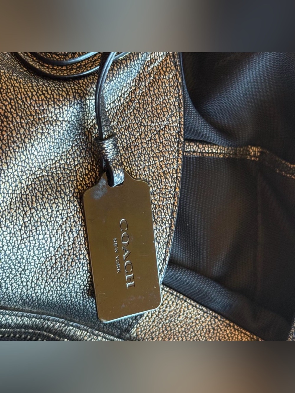 Coach Edie 31 Metallic Gunmetal Pebbled Leather Shoulder Bag 33520 - Picture 6 of 10
